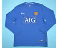 Man U 08-09 blue away long sleeve retro soccer jersey