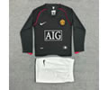 kids kit Retro 07-08 man u black long sleeves soccer jersey