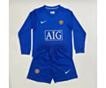 Kids kit Retro 08-09 man u blue long sleeves soccer jersey