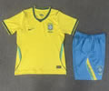 Kids Brazil Home Soccer Uniform 26 27