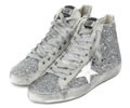 Golden goose Sneakers FRANCY fabric embroidered with Glitter and Leather Star SILVER MOON