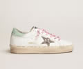 GGDB Hi Star sneakers with platinum glitter star and aqua-green patent leather heel tab