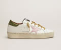 GGDB Hi Star sneakers with green laminated leather heel tab and pink crocodile-print leather star