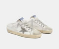 GGDB Super-Star Sabots in white leather and gray suede with silver glitter star